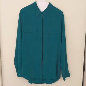 Teal Equipment Silk Button down